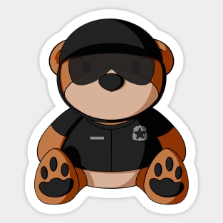 Black Uniform Police Teddy Bear Sticker